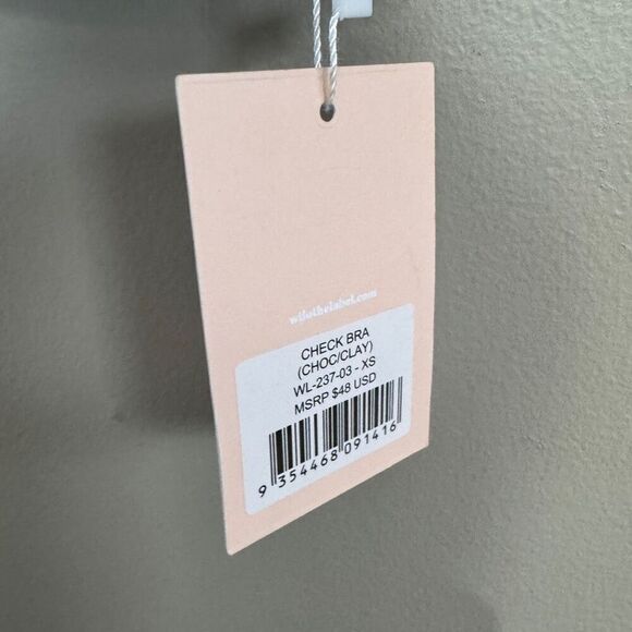 WILO NWT checked sports bra in chocolate/clay size XS - Picture 3 of 4